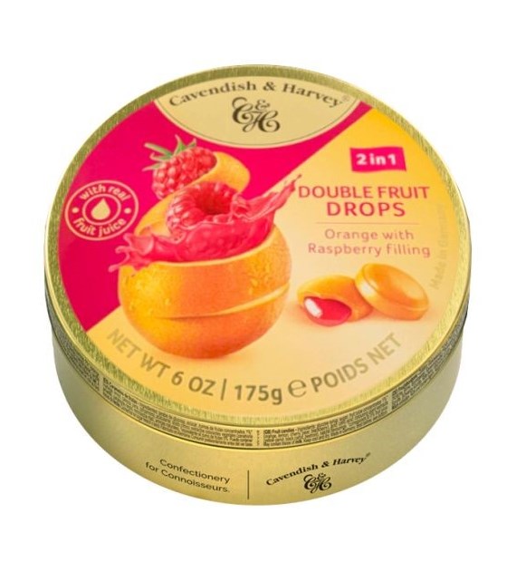 C&H Double Fruits Orange Raspberry Dropsy 175g
