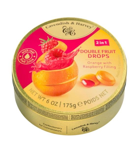 C&H Double Fruits Orange Raspberry Dropsy 175g