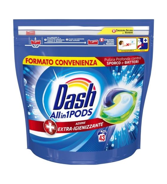 Dash All in 1 Pods Extra Igienizz Univ 43p 1,1kg
