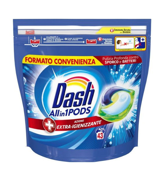 Dash All in 1 Pods Extra Igienizz Univ 43p 1,1kg