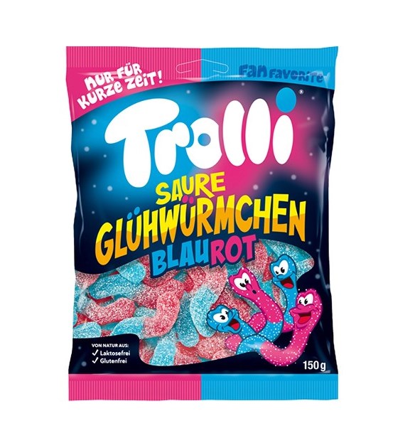 Trolli Saure Glühwürmchen Blaurot 150g