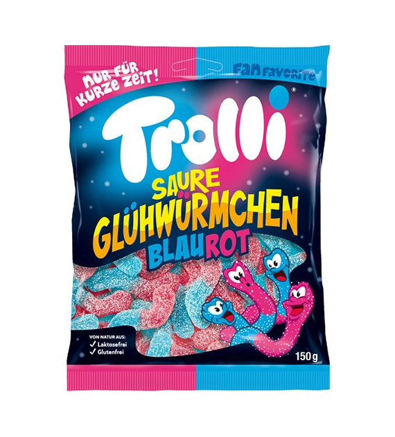 Trolli Saure Glühwürmchen Blaurot 150g