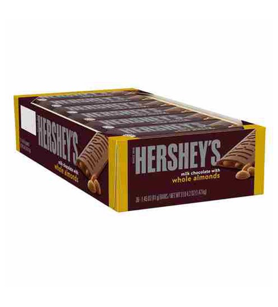 Hershey's Milk Chocolate Whole Almonds Box 36x41g