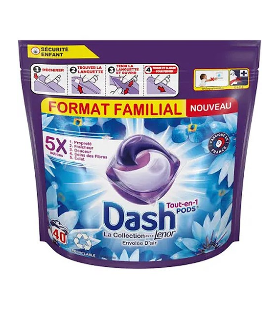 Dash Tout-en-1 Lenor Pods Envolee d'Air 40p 952g