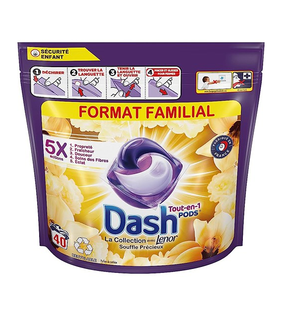 Dash Tout-en-1 Lenor Pods Souffle Precieu 40p 952g