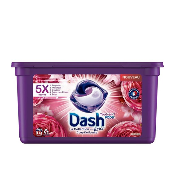 Dash Tout-en-1 Lenor Pods Coup de Foudre 32p 761g