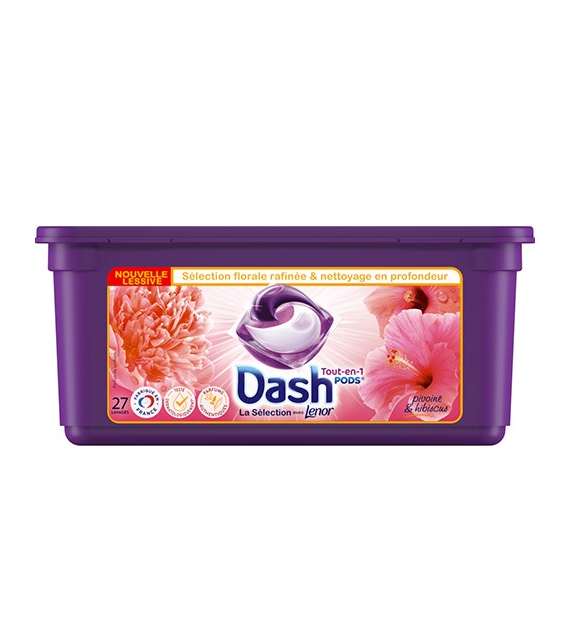 Dash Tout-en-1 Lenor Pods Pivoine Hibiscu 27p 642g