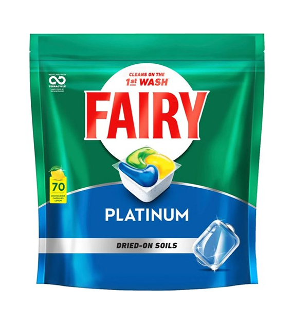 Fairy Platinum Dried-On Soils Lemon Tabs 70szt 1kg