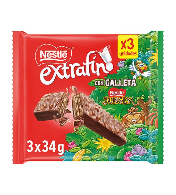 Nestle Extrafino con Galleta Jungly Batoniki 102g