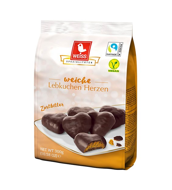 Weiss Weiche Lebkuchen Herzen Zartbitter 150g