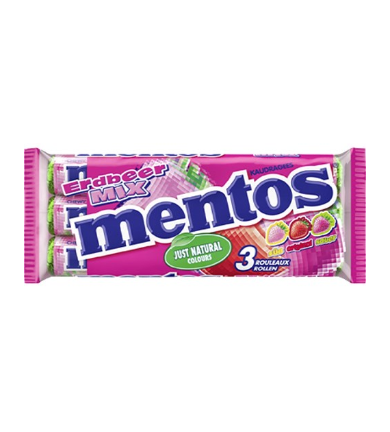 Mentos Erdbeer Mix 3x37,5g