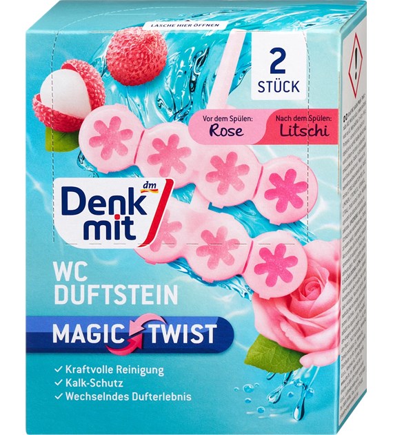 Denkmit WC Duftstein Rose Litschi Kostka 2szt 96g