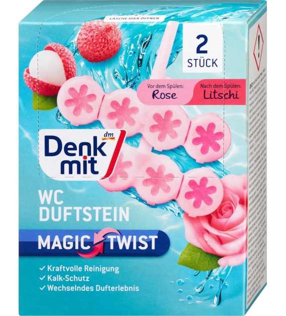 Denkmit WC Duftstein Rose Litschi Kostka 2szt 96g