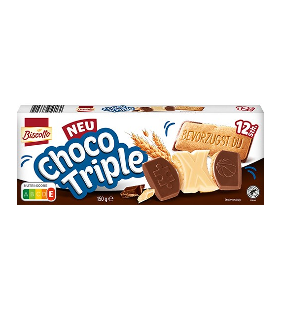 Biscotto Choco Triple Ciastka 12szt 150g