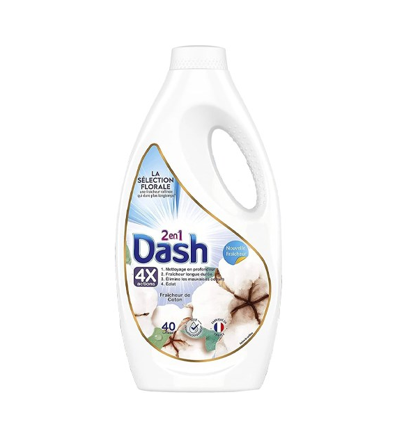 Dash 2en1 Fraicheur de Coton Gel 40p 1,8L