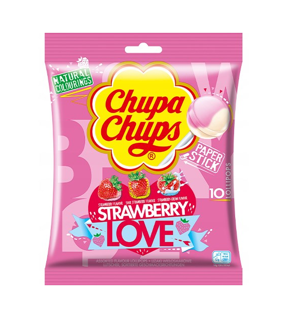 Chupa Chups Strawberry Love Lizaki 10szt 120g