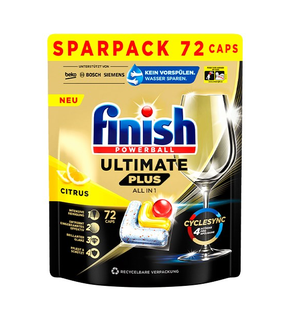 Finish Powerball Ultimate Plus Citrus 72szt 878g