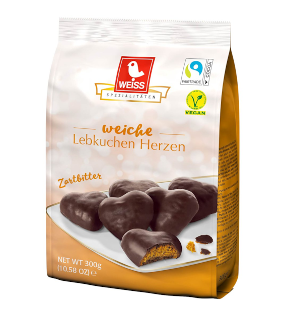 Weiss Weiche Lebkuchen Herzen Zartbitter 300g
