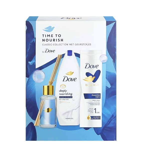 Dove Nourish Gel 250ml+Mleczko 250ml+Patyczki 50ml