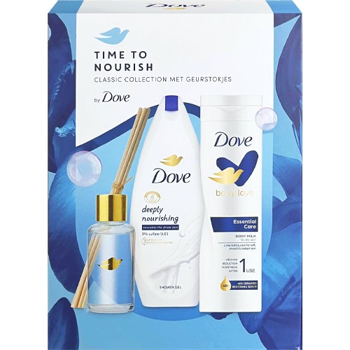 Dove Nourish Gel 250ml+Mleczko 250ml+Patyczki 50ml