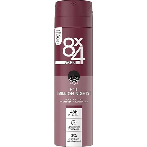 8x4 Men No 18 Million Nights Deo 150ml