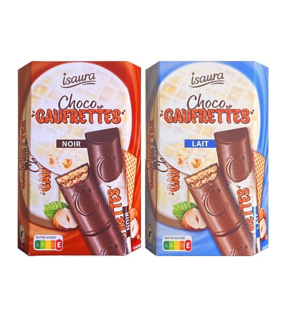 Isaura Choco Gaufrettes Noir / Lait Wafelki 180g