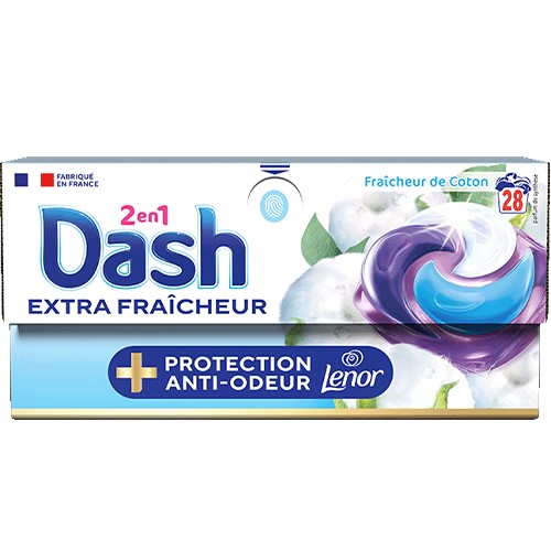 Dash 2en1 Fraicheur de Coton Kaps 28p 669g