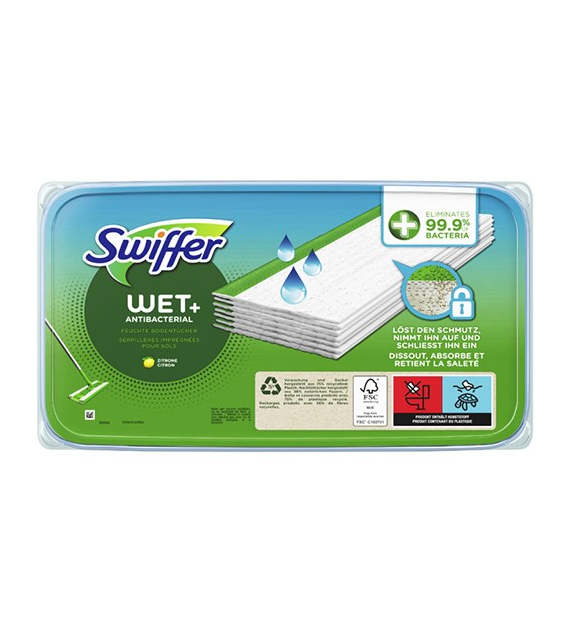 Swiffer Wet+ Antibacterial Zitrone Chust 20szt