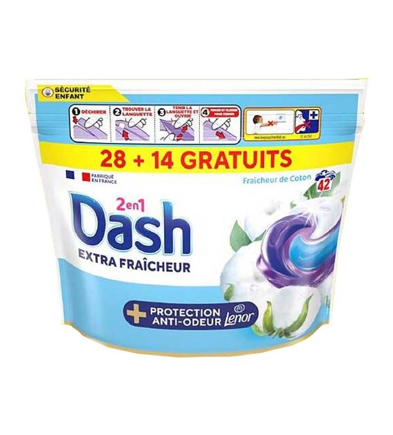Dash 2en1 Fraicheur de Coton Pods 42p 1kg