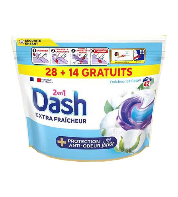 Dash 2en1 Fraicheur de Coton Pods 42p 1kg