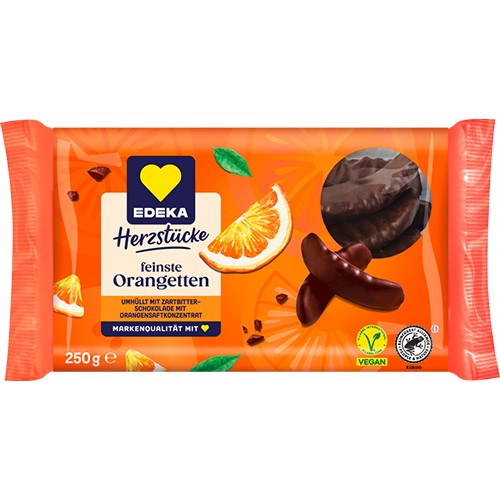 Edeka Herzstücke Orangetten Galaretki Czeko 250g