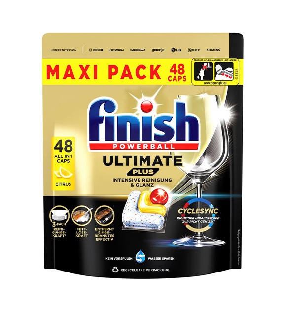 Finish Powerball Ultimate Plus Citrus 48szt 585g