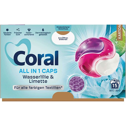 Coral All in 1 Caps Wasserlilie & Limette 15p 259g