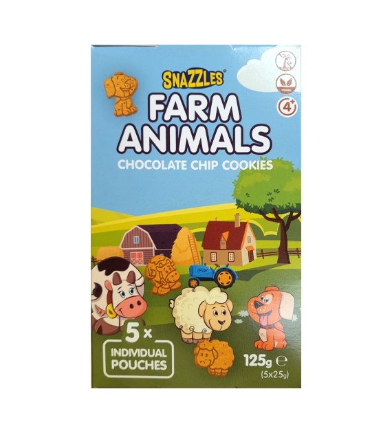 Snazzles Farm Animals Chocolate Chip Cookies 125g