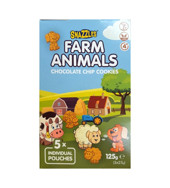 Snazzles Farm Animals Chocolate Chip Cookies 125g