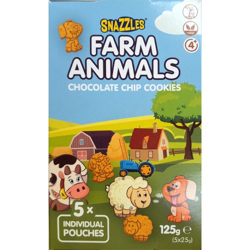 Snazzles Farm Animals Chocolate Chip Cookies 125g
