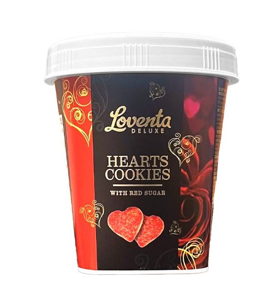 Loventa Hearts Cookies with Red Sugar Ciastka 125g