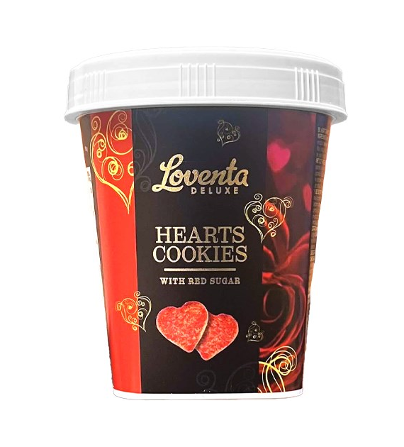 Loventa Hearts Cookies with Red Sugar Ciastka 125g