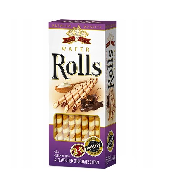 Cookies Land Wafer Rolls Cream & Chocolate 160g