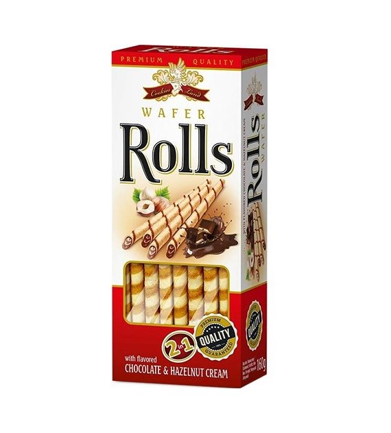 Cookies Land Wafer Rolls Chocolate & Hazelnut 160g