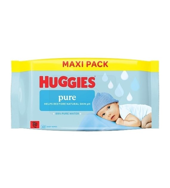 Huggies Pure Maxi Pack Chusteczki Nawilżane 60szt