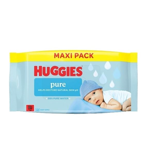 Huggies Pure Maxi Pack Chusteczki Nawilżane 60szt
