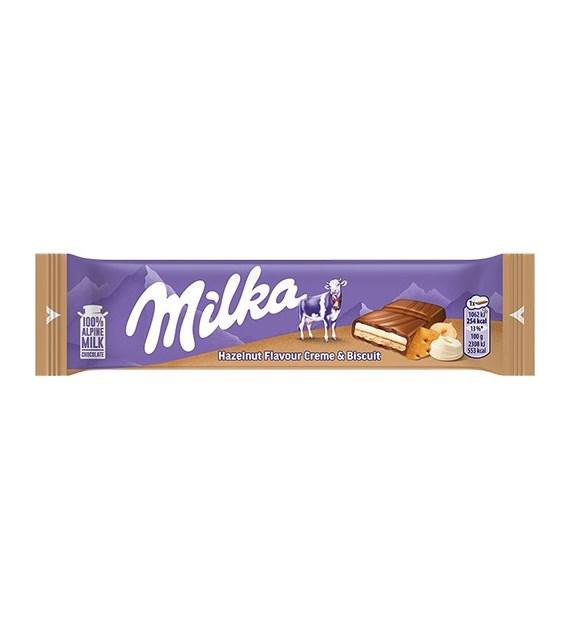 Milka Hazelnut Flavour Creme & Biscuit Baton 46g