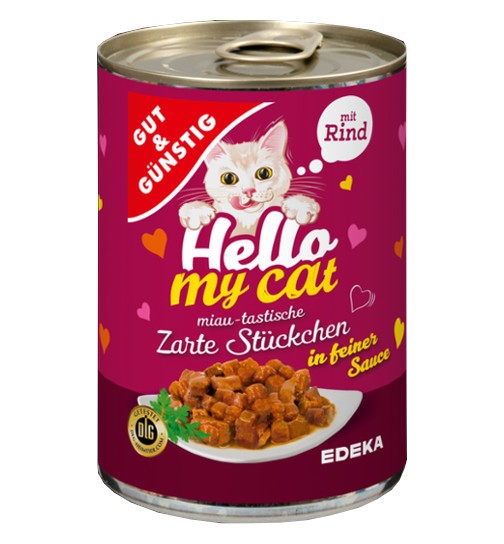 G&G Hello My Cat Zarte Stuckchen Rind 415g