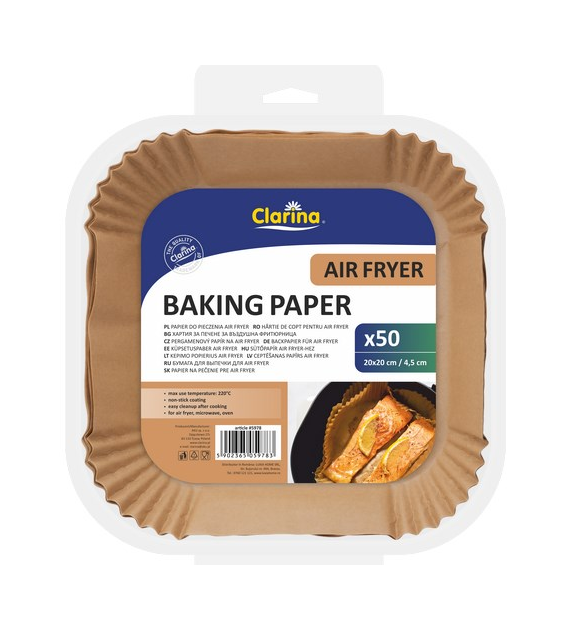 Clarina Air Fryer Papier Kwadrat 20x20cm 50szt
