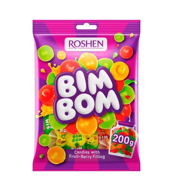 Roshen Bim Bom Candies Fruit-Berry Filling 200g