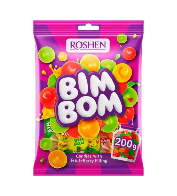 Roshen Bim Bom Candies Fruit-Berry Filling 200g