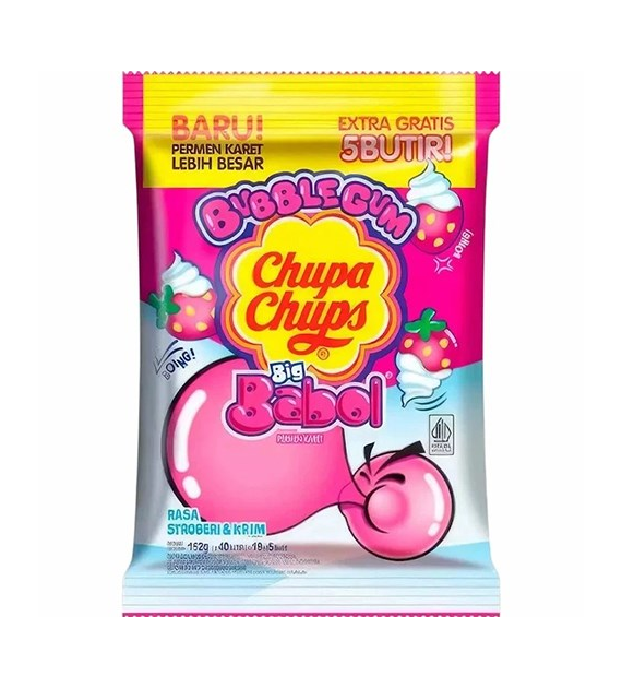 Chupa Chups Big Babol Stroberi & Krim Guma 152g