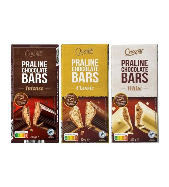 Choceur Praline Chocolate Bars MIX 200g