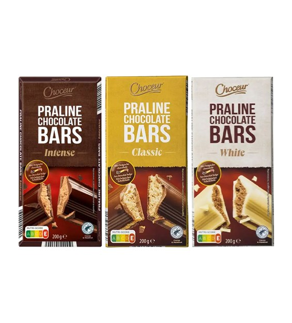 Choceur Praline Chocolate Bars MIX 200g